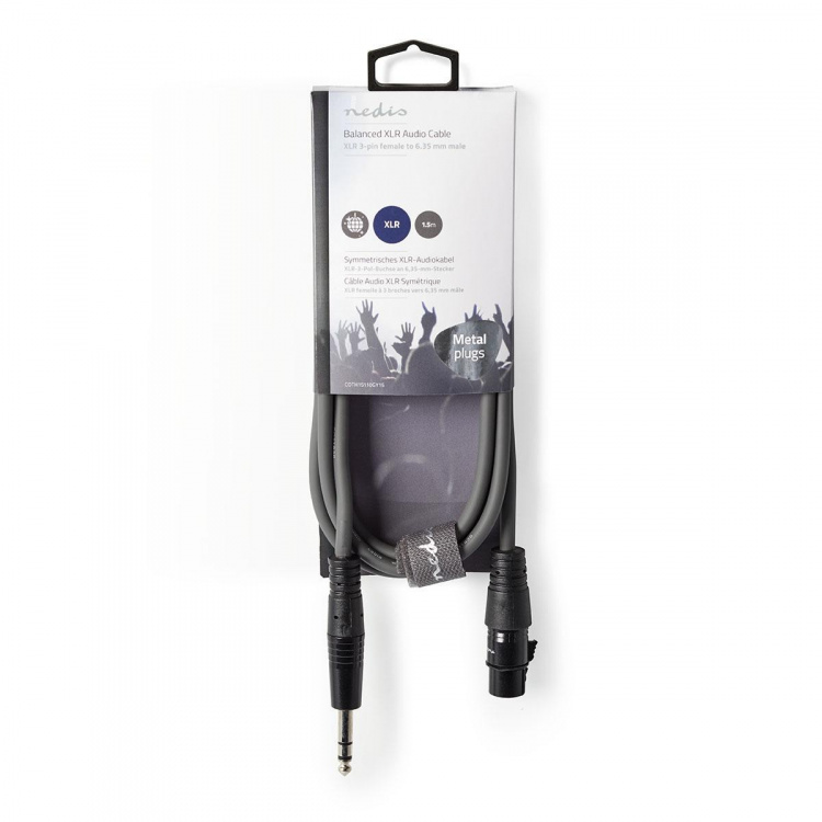 Nedis Balansoitu Audiojohto | XLR 3-Pin naaras | 6.35 mm uros | Niklattu | 1.50 m | Pyöreä | PVC | Tummanharmaa | Pahvikotelo
