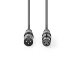 Nedis Balansoitu Audiojohto | XLR 3-Pin uros | XLR 3-Pin naaras | Niklattu | 3.00 m | Pyöreä | PVC | Tummanharmaa | Pahvikotelo