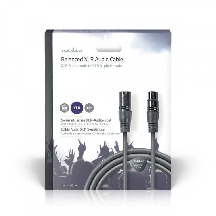 Nedis Balansoitu Audiojohto | XLR 3-Pin uros | XLR 3-Pin naaras | Niklattu | 10.0 m | Pyöreä | PVC | Tummanharmaa | Pakkaus Nedis Balansoitu Audiojohto | XLR 3-Pin uros | XLR 3-Pin naaras | Niklattu | 10.0 m | Pyöreä | PVC | Tummanharmaa | Pakkaus