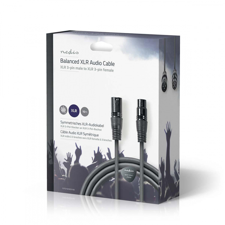 Nedis Balansoitu Audiojohto | XLR 3-Pin uros | XLR 3-Pin naaras | Niklattu | 10.0 m | Pyöreä | PVC | Tummanharmaa | Pakkaus Nedis Balansoitu Audiojohto | XLR 3-Pin uros | XLR 3-Pin naaras | Niklattu | 10.0 m | Pyöreä | PVC | Tummanharmaa | Pakkaus