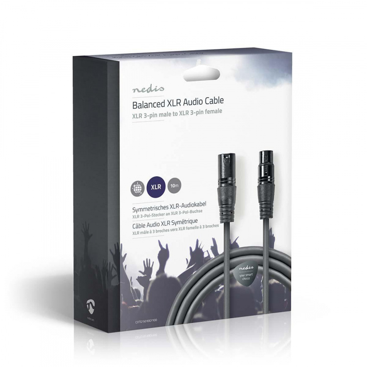 Nedis Balansoitu Audiojohto | XLR 3-Pin uros | XLR 3-Pin naaras | Niklattu | 10.0 m | Pyöreä | PVC | Tummanharmaa | Pakkaus Nedis Balansoitu Audiojohto | XLR 3-Pin uros | XLR 3-Pin naaras | Niklattu | 10.0 m | Pyöreä | PVC | Tummanharmaa | Pakkaus