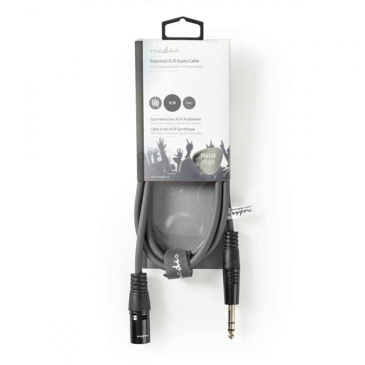 Nedis Balansoitu Audiojohto | XLR 3-Pin uros | 6.35 mm uros | Niklattu | 1.50 m | Pyöreä | PVC | Tummanharmaa | Pahvikotelo