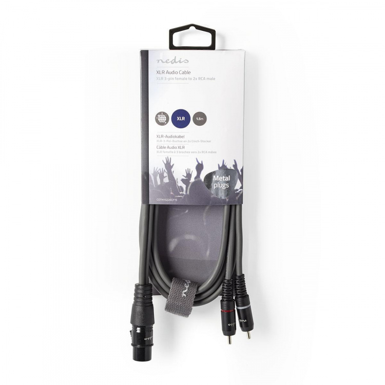 Nedis Balansoitu Audiojohto | XLR 3-Pin naaras | 2x RCA uros | Niklattu | 1.50 m | Pyöreä | PVC | Tummanharmaa | Pahvikotelo Nedis Balansoitu Audiojohto | XLR 3-Pin naaras | 2x RCA uros | Niklattu | 1.50 m | Pyöreä | PVC | Tummanharmaa | Pahvikotelo