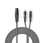 Nedis Balansoitu Audiojohto | XLR 3-Pin naaras | 2x RCA uros | Niklattu | 3.00 m | Pyöreä | PVC | Tummanharmaa | Pahvikotelo Nedis Balansoitu Audiojohto | XLR 3-Pin naaras | 2x RCA uros | Niklattu | 3.00 m | Pyöreä | PVC | Tummanharmaa | Pahvikotelo