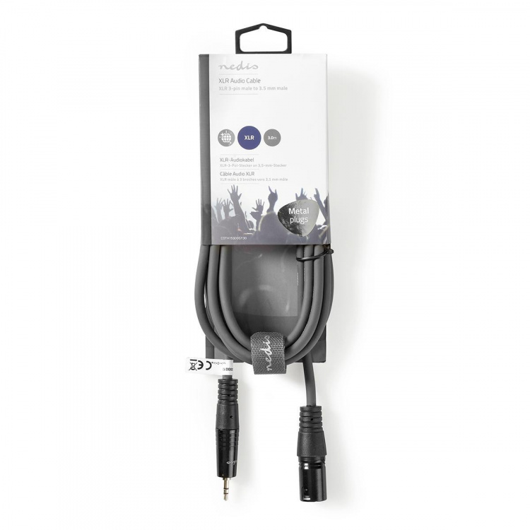 Nedis Balansoitu Audiojohto | XLR 3-Pin uros | 3.5 mm uros | Niklattu | 3.00 m | Pyöreä | PVC | Tummanharmaa | Pahvikotelo