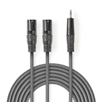 Nedis Balansoitu Audiojohto | 2x XLR 3-Pin uros | 3.5 mm uros | Niklattu | 1.50 m | Pyöreä | PVC | Tummanharmaa | Pahvikotelo