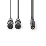 Nedis Balansoitu Audiojohto | 2x XLR 3-Pin uros | 3.5 mm uros | Niklattu | 1.50 m | Pyöreä | PVC | Tummanharmaa | Pahvikotelo