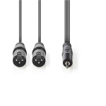 Nedis Balansoitu Audiojohto | 2x XLR 3-Pin uros | 3.5 mm uros | Niklattu | 3.00 m | Pyöreä | PVC | Tummanharmaa | Pahvikotelo Nedis Balansoitu Audiojohto | 2x XLR 3-Pin uros | 3.5 mm uros | Niklattu | 3.00 m | Pyöreä | PVC | Tummanharmaa | Pahvikotelo