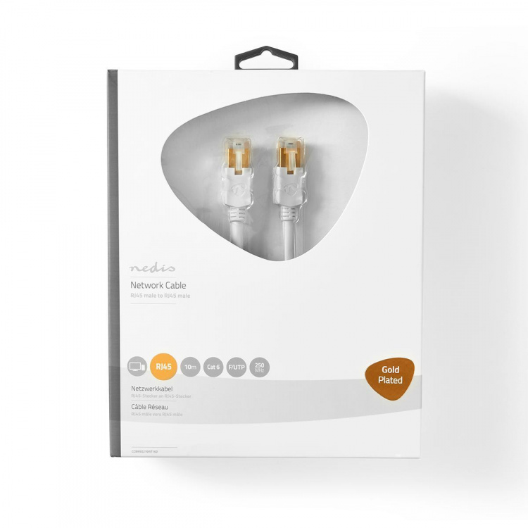 Nedis CAT6 Verkkokaapeli | RJ45 uros | RJ45 uros | F/UTP | 10.0 m | Pyöreä | LSZH / PVC | Valkoinen | Ikkunallinen laatikko