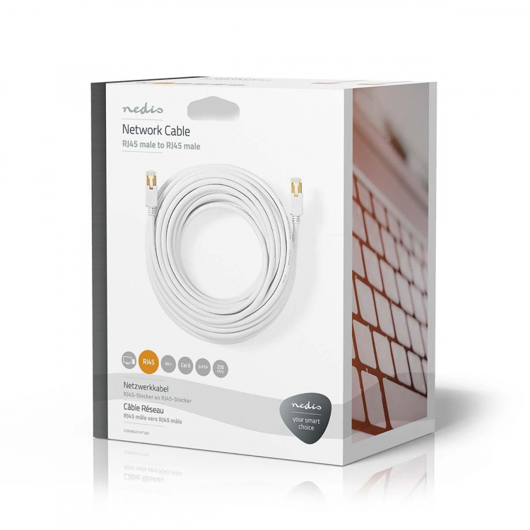 Nedis CAT6 Verkkokaapeli | RJ45 uros | RJ45 uros | S/FTP | 30.0 m | Pyöreä | LSZH / PVC | Valkoinen | Ikkunallinen laatikko