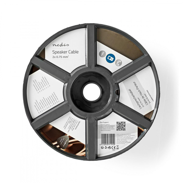 Nedis Kaiutinkaapeli | 2 x 0.75 mm² | Kupari | 100.0 m | Pyöreä | PVC | Läpikuultava | Kela