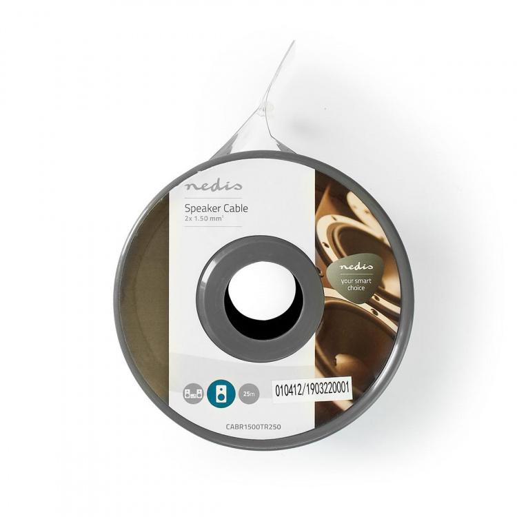 Nedis Kaiutinkaapeli | 2 x 1.50 mm² | Kupari | 25.0 m | Pyöreä | PVC | Läpikuultava | Kela