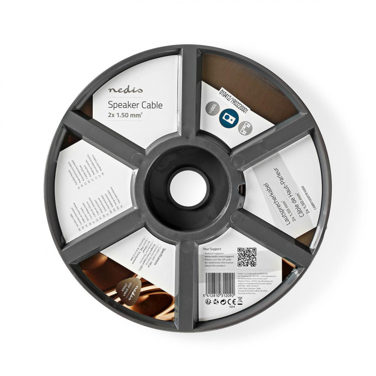 Nedis Kaiutinkaapeli | 2 x 1.50 mm² | Kupari | 100.0 m | Pyöreä | PVC | Läpikuultava | Kela Nedis Kaiutinkaapeli | 2 x 1.50 mm² | Kupari | 100.0 m | Pyöreä | PVC | Läpikuultava | Kela