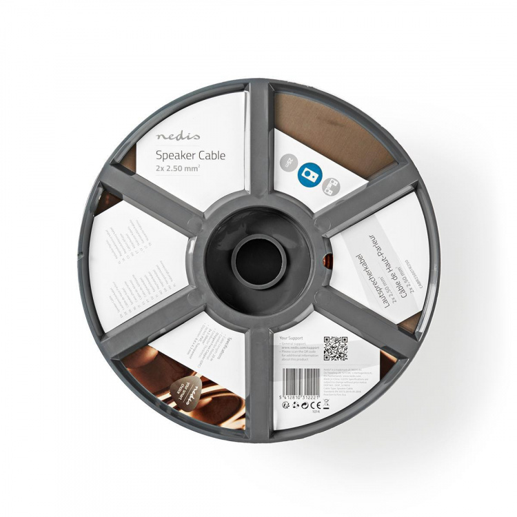 Nedis Kaiutinkaapeli | 2 x 2.50 mm² | Kupari | 25.0 m | Pyöreä | PVC | Läpikuultava | Kela