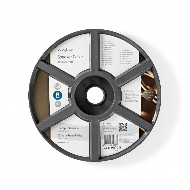 Nedis Kaiutinkaapeli | 2 x 4.00 mm² | Kupari | 15.0 m | Pyöreä | PVC | Läpikuultava | Kela