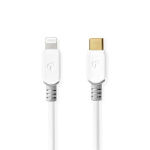 Nedis Lightning Kaapeli | USB 2.0 | Apple Lightning 8-Pin | USB-C™ Uros | 480 Mbps | Kullattu | 1.00 m | Pyöreä | PVC | Valkoinen | Laatikko