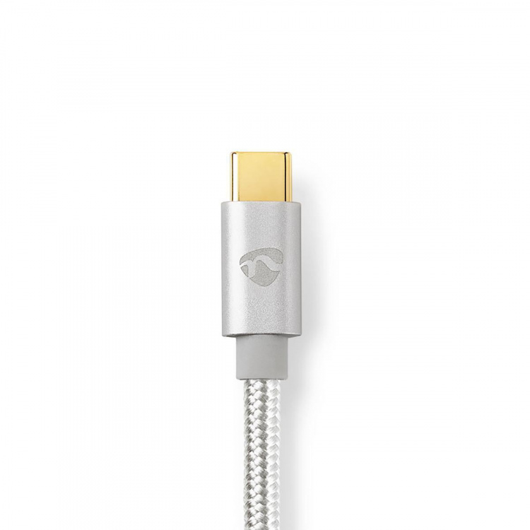 Nedis Lightning Kaapeli | USB 2.0 | Apple Lightning 8-Pin | USB-C™ Uros | 480 Mbps | Kullattu | 1.00 m | Pyöreä | Nailon / Punottu | Alumiini / Hopea | Laatikko kannella ja ikkunalla