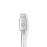 Nedis Lightning Kaapeli | USB 2.0 | Apple Lightning 8-Pin | USB-C™ Uros | 480 Mbps | Kullattu | 1.00 m | Pyöreä | Nailon / Punottu | Alumiini / Hopea | Laatikko kannella ja ikkunalla