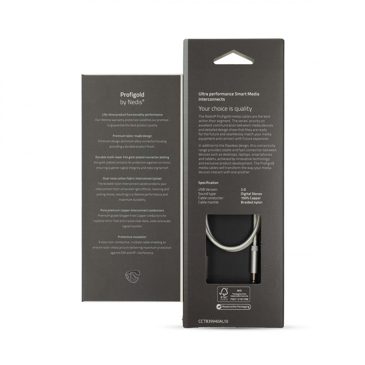 Nedis Lightning Sovitin | Apple Lightning 8-Pin | 3.5 mm uros | Kullattu | 1.00 m | Pyöreä | Nailon | Laatikko kannella ja ikkunalla Nedis Lightning Sovitin | Apple Lightning 8-Pin | 3.5 mm uros | Kullattu | 1.00 m | Pyöreä | Nailon | Laatikko kannella ja ikkunalla