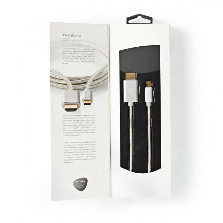 Nedis USB-C™ Sovitin | USB 3.2 Gen 1 | USB-C™ Uros | HDMI™ liitin | 4K@60Hz | 18 Gbps | 2.00 m | Pyöreä | Kullattu | Nailon / Punottu | Alumiini | Laatikko kannella ja ikkunalla Nedis USB-C™ Sovitin | USB 3.2 Gen 1 | USB-C™ Uros | HDMI™ liitin | 4K@60Hz | 18 Gbps | 2.00 m | Pyöreä | Kullattu | Nailon / Punottu | Alumiini | Laatikko kannella ja ikkunalla