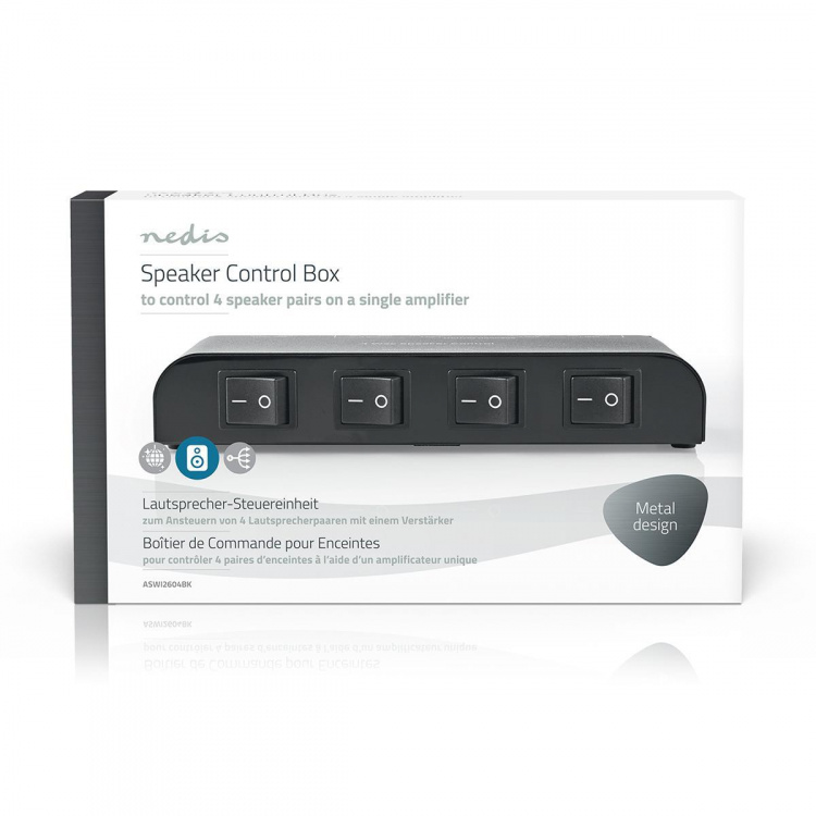 Nedis Kaiuttimen ohjausrasia | 4-Porttinen port(s) | Terminaalikiinnike | Kaiuttimen Impedanssi: 4-16 Ohm | Maksimikuorma per kanava: 200 W | Alumiini | Musta Nedis Kaiuttimen ohjausrasia | 4-Porttinen port(s) | Terminaalikiinnike | Kaiuttimen Impedanssi: 4-16 Ohm | Maksimikuorma per kanava: 200 W | Alumiini | Musta