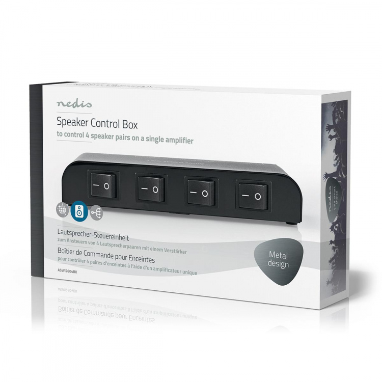 Nedis Kaiuttimen ohjausrasia | 4-Porttinen port(s) | Terminaalikiinnike | Kaiuttimen Impedanssi: 4-16 Ohm | Maksimikuorma per kanava: 200 W | Alumiini | Musta Nedis Kaiuttimen ohjausrasia | 4-Porttinen port(s) | Terminaalikiinnike | Kaiuttimen Impedanssi: 4-16 Ohm | Maksimikuorma per kanava: 200 W | Alumiini | Musta