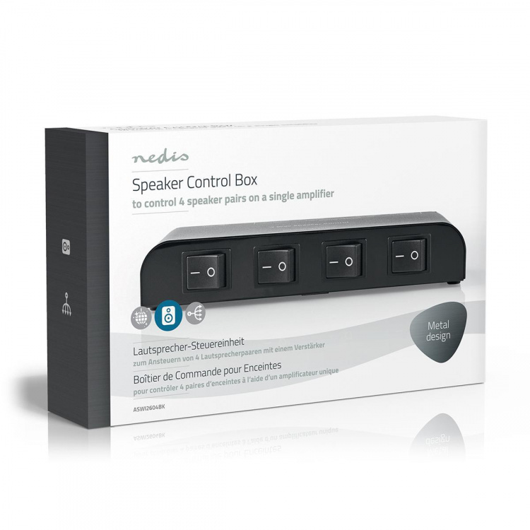 Nedis Kaiuttimen ohjausrasia | 4-Porttinen port(s) | Terminaalikiinnike | Kaiuttimen Impedanssi: 4-16 Ohm | Maksimikuorma per kanava: 200 W | Alumiini | Musta Nedis Kaiuttimen ohjausrasia | 4-Porttinen port(s) | Terminaalikiinnike | Kaiuttimen Impedanssi: 4-16 Ohm | Maksimikuorma per kanava: 200 W | Alumiini | Musta