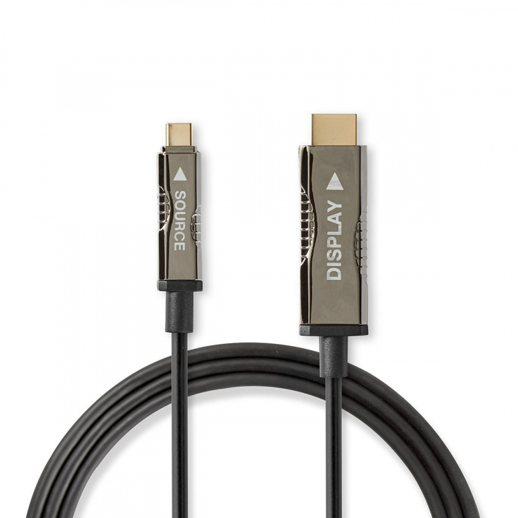 Nedis AOC USB-kaapeli | USB-C™ Uros | HDMI™ liitin | 18 Gbps | 30.0 m | Pyöreä | PVC | Musta | Pakkaus