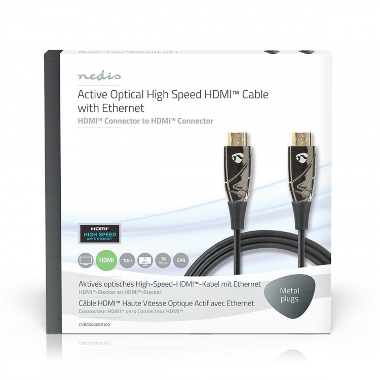 Nedis Aktiivinen Optinen High Speed HDMI-kaapeli, jossa Ethernet | HDMI™ liitin | HDMI™ liitin | 4K@60Hz | 18 Gbps | 10.0 m | Pyöreä | PVC | Musta | Pakkaus Nedis Aktiivinen Optinen High Speed HDMI-kaapeli, jossa Ethernet | HDMI™ liitin | HDMI™ liitin | 4K@60Hz | 18 Gbps | 10.0 m | Pyöreä | PVC | Musta | Pakkaus