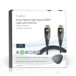 Nedis Aktiivinen Optinen High Speed HDMI-kaapeli, jossa Ethernet | HDMI™ liitin | HDMI™ liitin | 4K@60Hz | 18 Gbps | 50.0 m | Pyöreä | PVC | Musta | Pakkaus