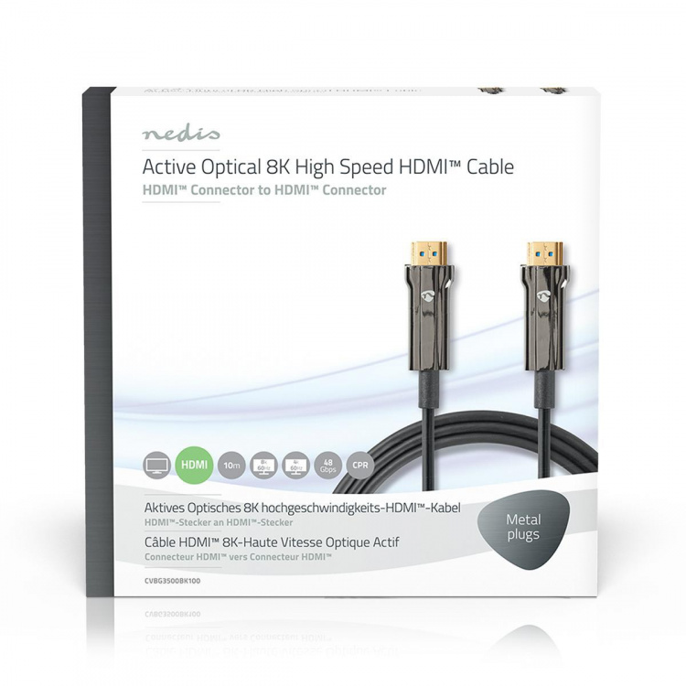 Nedis Aktiivinen Optinen Ultra High Speed HDMI-Kaapeli jossa Ethernet | HDMI™ liitin | HDMI™ liitin | 8K@60Hz | 48 Gbps | 10.0 m | Pyöreä | PVC | Musta | Pakkaus Nedis Aktiivinen Optinen Ultra High Speed HDMI-Kaapeli jossa Ethernet | HDMI™ liitin | HDMI™ liitin | 8K@60Hz | 48 Gbps | 10.0 m | Pyöreä | PVC | Musta | Pakkaus
