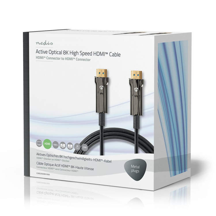 Nedis Aktiivinen Optinen Ultra High Speed HDMI-Kaapeli jossa Ethernet | HDMI™ liitin | HDMI™ liitin | 8K@60Hz | 48 Gbps | 100.0 m | Pyöreä | PVC | Musta | Pakkaus