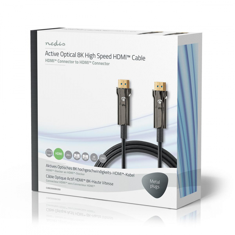 Nedis Aktiivinen Optinen Ultra High Speed HDMI-Kaapeli jossa Ethernet | HDMI™ liitin | HDMI™ liitin | 8K@60Hz | 48 Gbps | 20.0 m | Pyöreä | PVC | Musta | Pakkaus Nedis Aktiivinen Optinen Ultra High Speed HDMI-Kaapeli jossa Ethernet | HDMI™ liitin | HDMI™ liitin | 8K@60Hz | 48 Gbps | 20.0 m | Pyöreä | PVC | Musta | Pakkaus