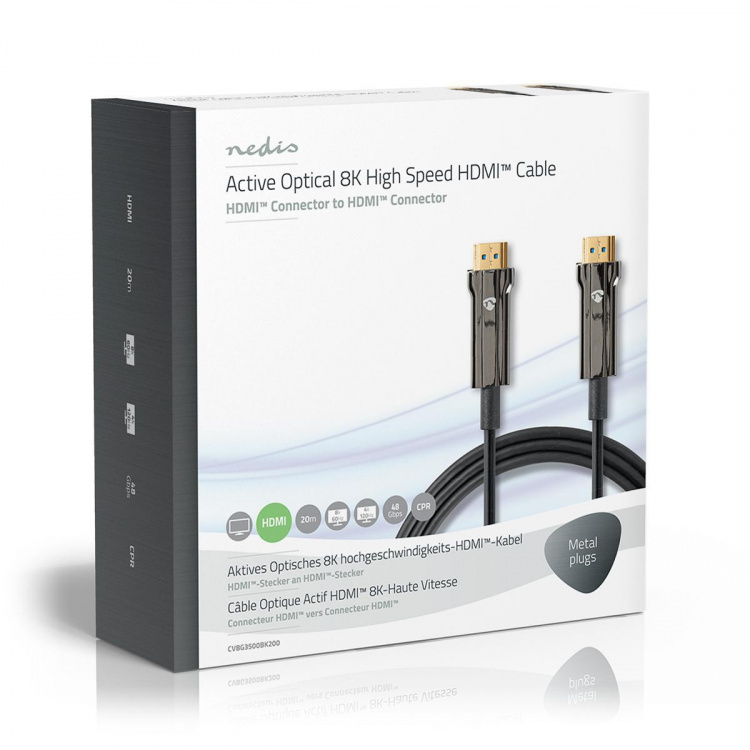 Nedis Aktiivinen Optinen Ultra High Speed HDMI-Kaapeli jossa Ethernet | HDMI™ liitin | HDMI™ liitin | 8K@60Hz | 48 Gbps | 20.0 m | Pyöreä | PVC | Musta | Pakkaus Nedis Aktiivinen Optinen Ultra High Speed HDMI-Kaapeli jossa Ethernet | HDMI™ liitin | HDMI™ liitin | 8K@60Hz | 48 Gbps | 20.0 m | Pyöreä | PVC | Musta | Pakkaus