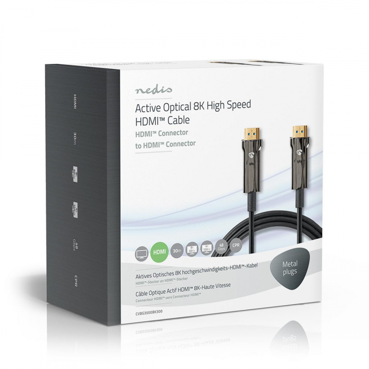 Nedis Aktiivinen Optinen Ultra High Speed HDMI-Kaapeli jossa Ethernet | HDMI™ liitin | HDMI™ liitin | 8K@60Hz | 48 Gbps | 30.0 m | Pyöreä | PVC | Musta | Pakkaus Nedis Aktiivinen Optinen Ultra High Speed HDMI-Kaapeli jossa Ethernet | HDMI™ liitin | HDMI™ liitin | 8K@60Hz | 48 Gbps | 30.0 m | Pyöreä | PVC | Musta | Pakkaus