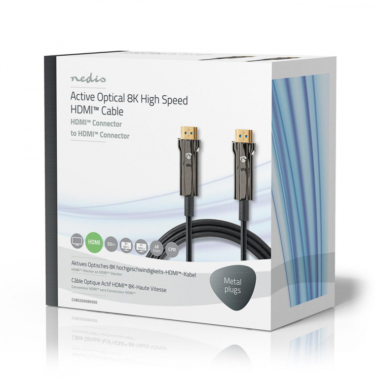 Nedis Aktiivinen Optinen Ultra High Speed HDMI-Kaapeli jossa Ethernet | HDMI™ liitin | HDMI™ liitin | 8K@60Hz | 48 Gbps | 50.0 m | Pyöreä | PVC | Musta | Pakkaus Nedis Aktiivinen Optinen Ultra High Speed HDMI-Kaapeli jossa Ethernet | HDMI™ liitin | HDMI™ liitin | 8K@60Hz | 48 Gbps | 50.0 m | Pyöreä | PVC | Musta | Pakkaus
