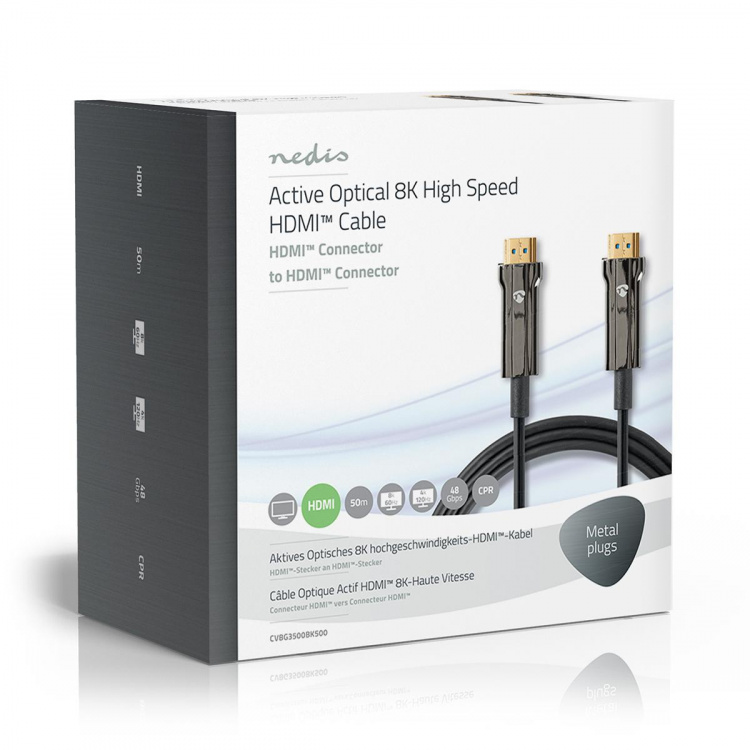 Nedis Aktiivinen Optinen Ultra High Speed HDMI-Kaapeli jossa Ethernet | HDMI™ liitin | HDMI™ liitin | 8K@60Hz | 48 Gbps | 50.0 m | Pyöreä | PVC | Musta | Pakkaus Nedis Aktiivinen Optinen Ultra High Speed HDMI-Kaapeli jossa Ethernet | HDMI™ liitin | HDMI™ liitin | 8K@60Hz | 48 Gbps | 50.0 m | Pyöreä | PVC | Musta | Pakkaus