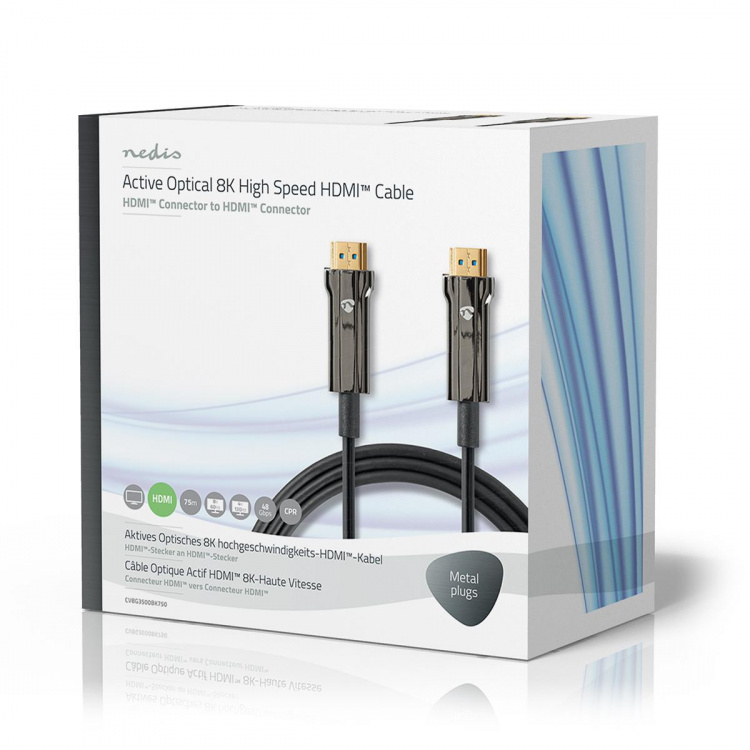 Nedis Aktiivinen Optinen Ultra High Speed HDMI-Kaapeli jossa Ethernet | HDMI™ liitin | HDMI™ liitin | 8K@60Hz | 48 Gbps | 75.0 m | Pyöreä | PVC | Musta | Pakkaus Nedis Aktiivinen Optinen Ultra High Speed HDMI-Kaapeli jossa Ethernet | HDMI™ liitin | HDMI™ liitin | 8K@60Hz | 48 Gbps | 75.0 m | Pyöreä | PVC | Musta | Pakkaus