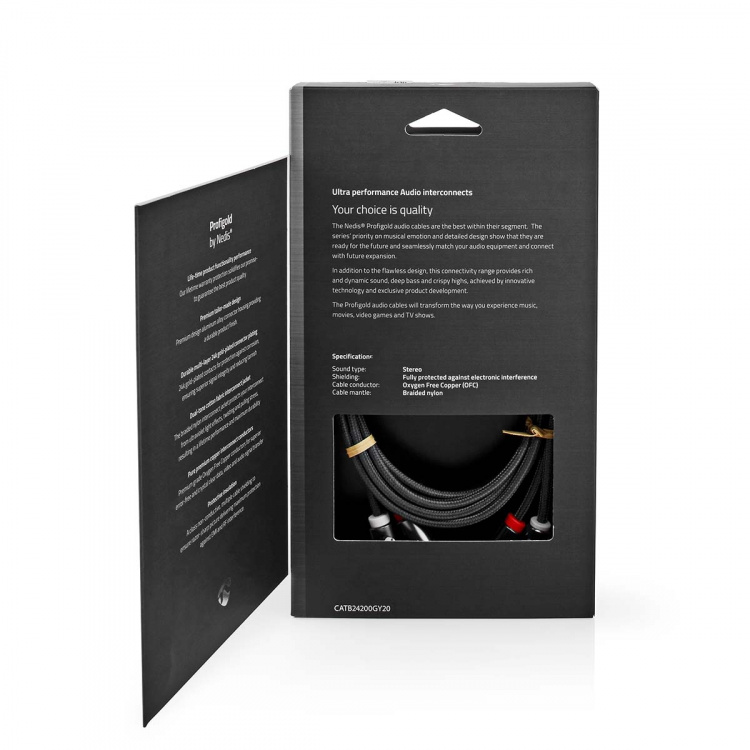 Nedis Stereoäänikaapeli | 2x RCA uros | 2x RCA uros | Kullattu | 2.00 m | Pyöreä | Gun Metal Harmaa / Harmaa | Laatikko kannella ja ikkunalla Nedis Stereoäänikaapeli | 2x RCA uros | 2x RCA uros | Kullattu | 2.00 m | Pyöreä | Gun Metal Harmaa / Harmaa | Laatikko kannella ja ikkunalla