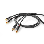 Nedis Stereoäänikaapeli | 2x RCA uros | 2x RCA uros | Kullattu | 5.00 m | Pyöreä | Gun Metal Harmaa / Harmaa | Laatikko kannella ja ikkunalla
