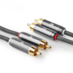 Nedis Stereoäänikaapeli | 2x RCA uros | 2x RCA uros | Kullattu | 5.00 m | Pyöreä | Gun Metal Harmaa / Harmaa | Laatikko kannella ja ikkunalla