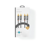 Nedis Stereoäänikaapeli | 2x RCA uros | 2x RCA uros | Kullattu | 5.00 m | Pyöreä | Gun Metal Harmaa / Harmaa | Laatikko kannella ja ikkunalla