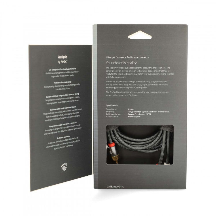 Nedis Stereoäänikaapeli | 2x RCA uros | 2x RCA uros | Kullattu | 5.00 m | Pyöreä | Gun Metal Harmaa / Harmaa | Laatikko kannella ja ikkunalla Nedis Stereoäänikaapeli | 2x RCA uros | 2x RCA uros | Kullattu | 5.00 m | Pyöreä | Gun Metal Harmaa / Harmaa | Laatikko kannella ja ikkunalla