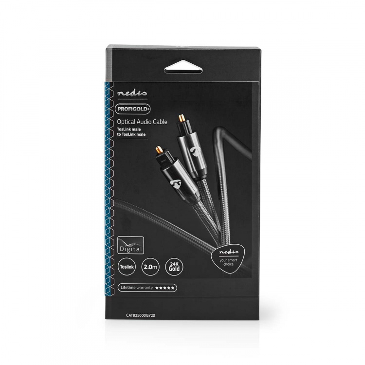 Nedis Optinen Audiokaapeli | TosLink uros | TosLink uros | 2.00 m | Pyöreä | Puuvilla | Gun Metal Harmaa | Laatikko kannella ja ikkunalla Nedis Optinen Audiokaapeli | TosLink uros | TosLink uros | 2.00 m | Pyöreä | Puuvilla | Gun Metal Harmaa | Laatikko kannella ja ikkunalla