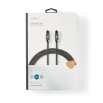 Nedis Optinen Audiokaapeli | TosLink uros | TosLink uros | 3.00 m | Pyöreä | Puuvilla | Gun Metal Harmaa | Laatikko kannella ja ikkunalla