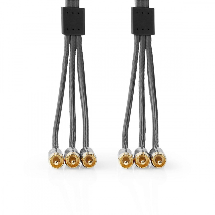 Nedis Komposiittivideokaapeli | 3x RCA uros | 3x RCA uros | Kullattu | 480p | 2.00 m | Pyöreä | Puuvilla | Antrasiitti / Gun Metal Harmaa | Laatikko kannella ja ikkunalla