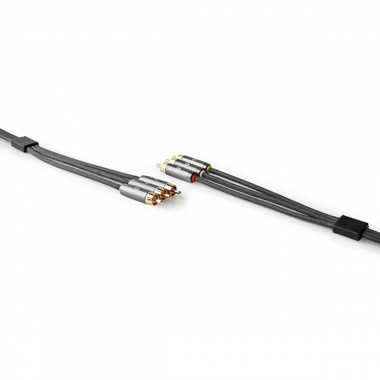 Nedis Komposiittivideokaapeli | 3x RCA uros | 3x RCA uros | Kullattu | 480p | 2.00 m | Pyöreä | Puuvilla | Antrasiitti / Gun Metal Harmaa | Laatikko kannella ja ikkunalla