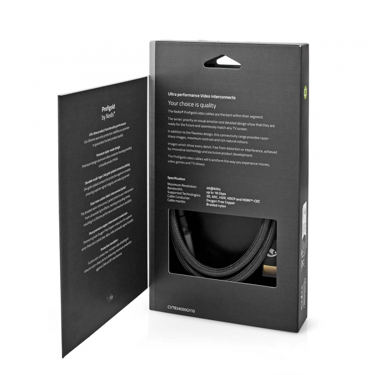 Nedis High Speed HDMI ™ Kaapeli Ethernet | HDMI™ liitin | HDMI™ liitin | 4K@60Hz | ARC | 18 Gbps | 1.00 m | Pyöreä | Puuvilla | Gun Metal Harmaa | Laatikko kannella ja ikkunalla Nedis High Speed HDMI ™ Kaapeli Ethernet | HDMI™ liitin | HDMI™ liitin | 4K@60Hz | ARC | 18 Gbps | 1.00 m | Pyöreä | Puuvilla | Gun Metal Harmaa | Laatikko kannella ja ikkunalla