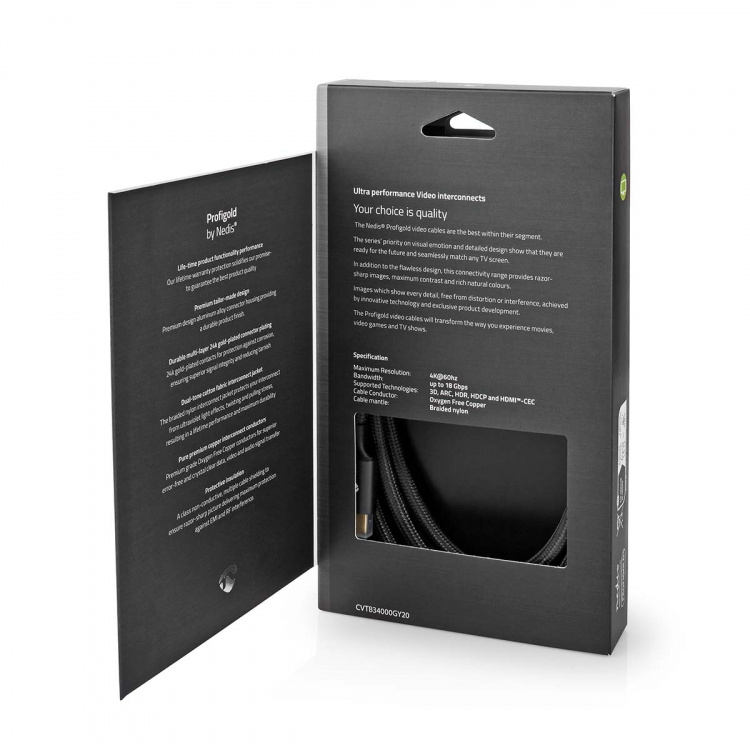 Nedis High Speed HDMI ™ Kaapeli Ethernet | HDMI™ liitin | HDMI™ liitin | 4K@60Hz | ARC | 18 Gbps | 2.00 m | Pyöreä | Puuvilla | Gun Metal Harmaa | Laatikko kannella ja ikkunalla Nedis High Speed HDMI ™ Kaapeli Ethernet | HDMI™ liitin | HDMI™ liitin | 4K@60Hz | ARC | 18 Gbps | 2.00 m | Pyöreä | Puuvilla | Gun Metal Harmaa | Laatikko kannella ja ikkunalla