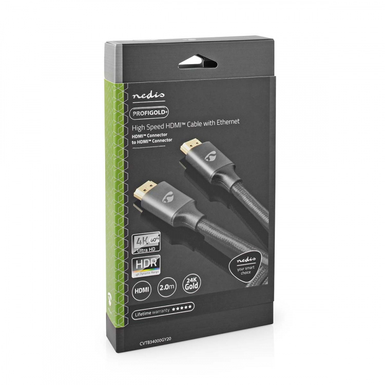 Nedis High Speed HDMI ™ Kaapeli Ethernet | HDMI™ liitin | HDMI™ liitin | 4K@60Hz | ARC | 18 Gbps | 2.00 m | Pyöreä | Puuvilla | Gun Metal Harmaa | Laatikko kannella ja ikkunalla Nedis High Speed HDMI ™ Kaapeli Ethernet | HDMI™ liitin | HDMI™ liitin | 4K@60Hz | ARC | 18 Gbps | 2.00 m | Pyöreä | Puuvilla | Gun Metal Harmaa | Laatikko kannella ja ikkunalla